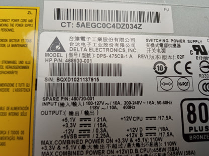 HP Workstation Z400 475W Power Supply Unit 468930-001 480720-001