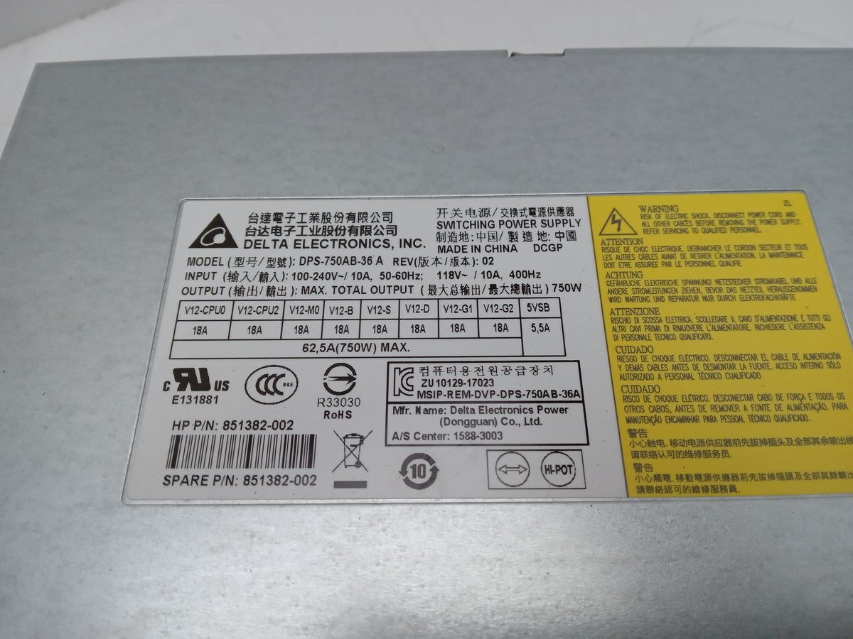 HP Z4 G5 750W Power Supply Unit 851382-002 DPS-75036 A