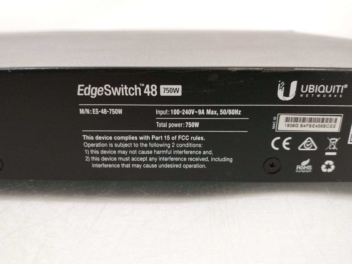 Ubiquiti EdgeSwitch ES-48-750W 48 Port Managed PoE+ Gigabit Switch 10G SFP+