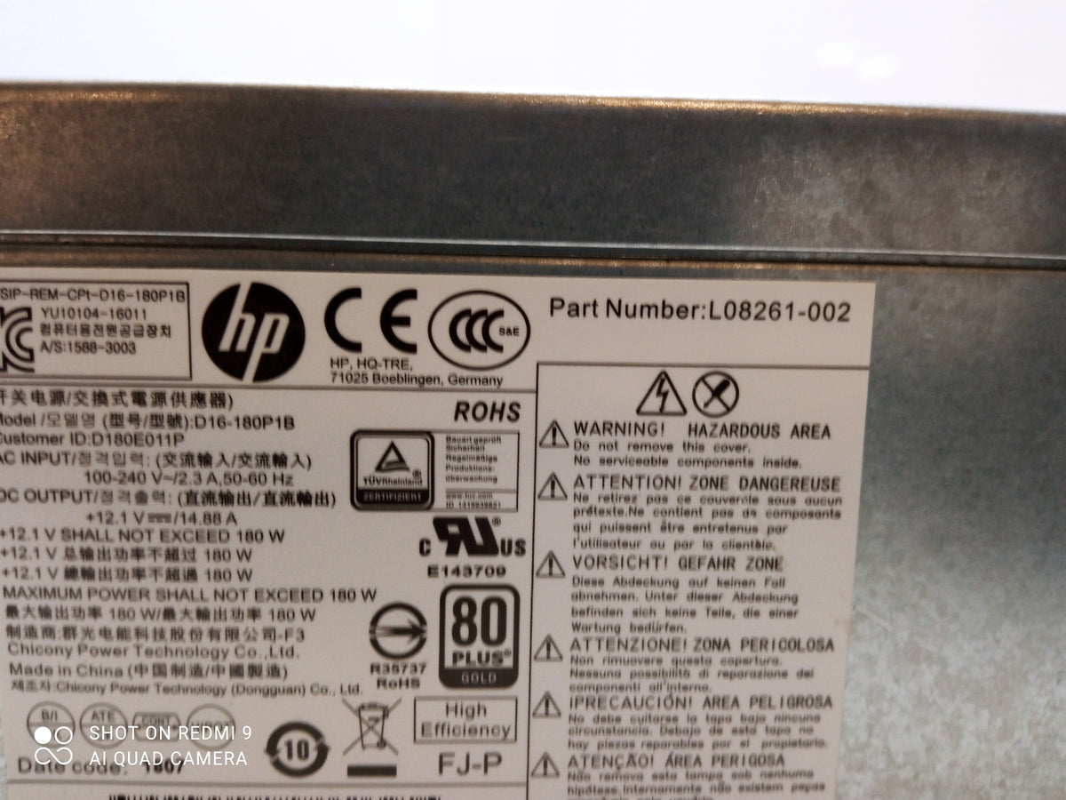 HP Slimline 180W Power Supply Unit L08261-002 D16-180P1B