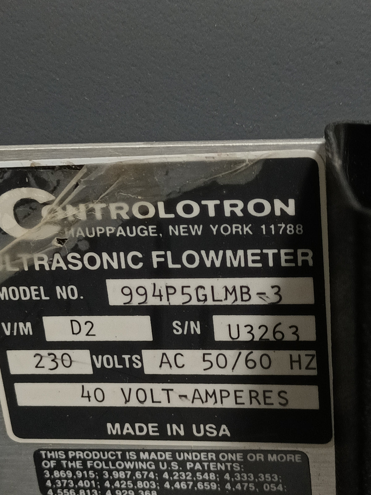 Controlotron 994P5GLMB-3 Uniflow Universal Transit-Time Flowmeter