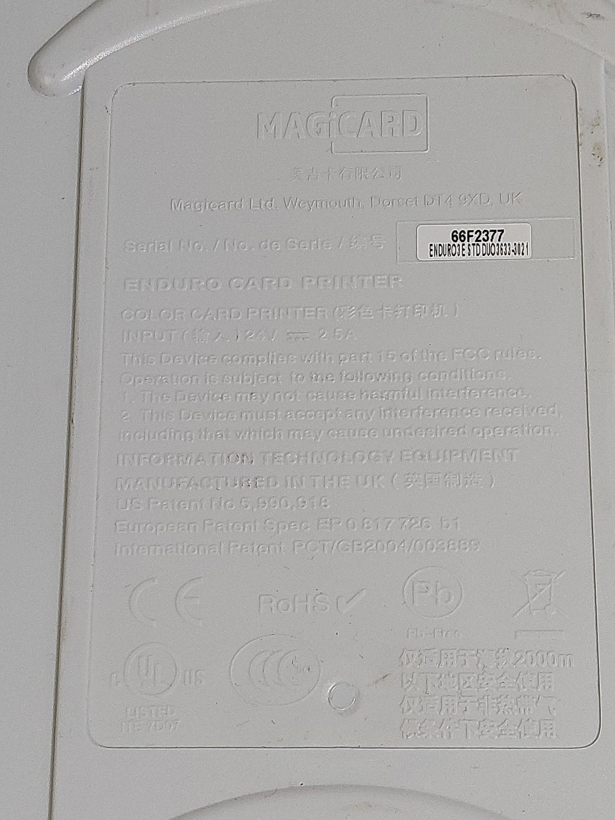 Magicard Enduro3E 300dpi Colour ID Card Printer USB LAN No PSU 1274 Prints