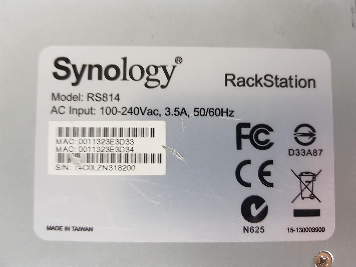 Synology RackStation RS814 with Rack Mount Ears - No Hard Drives