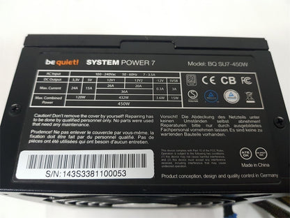 Be Quiet! System Power 7 450W Power Supply Unit BQ  SU7-450W