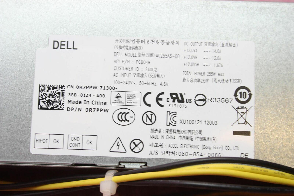 Dell OptiPlex 3020 7020 9020 255W Power Supply Unit 0R7PPW R7PPW