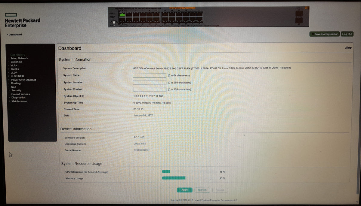 HPE OfficeConnect 1920S 24G 2SFP PoE+ 370W Smart Managed Switch (JL385A)