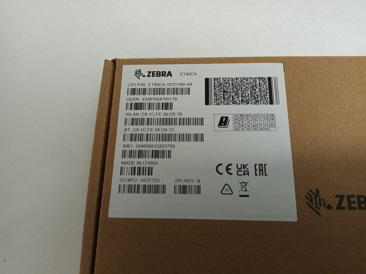 Zebra ET45CA-101D1B0-A6 ET45CA Android 14 64GB Rugged Tablet Barcode Scanner