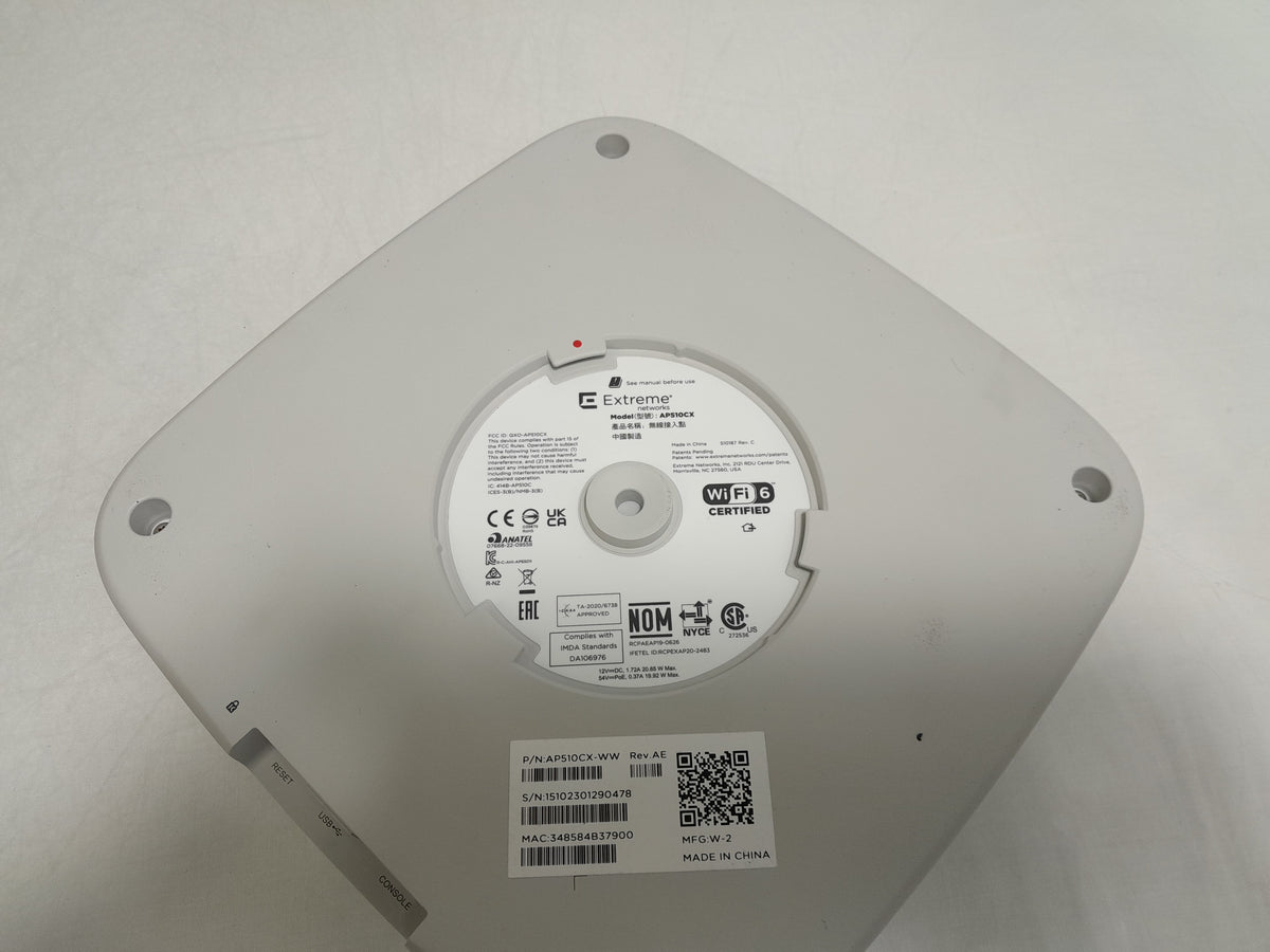 Extreme Networks AP510CX Wi‑Fi 6 802.11ax Dual Band Wireless Access Point