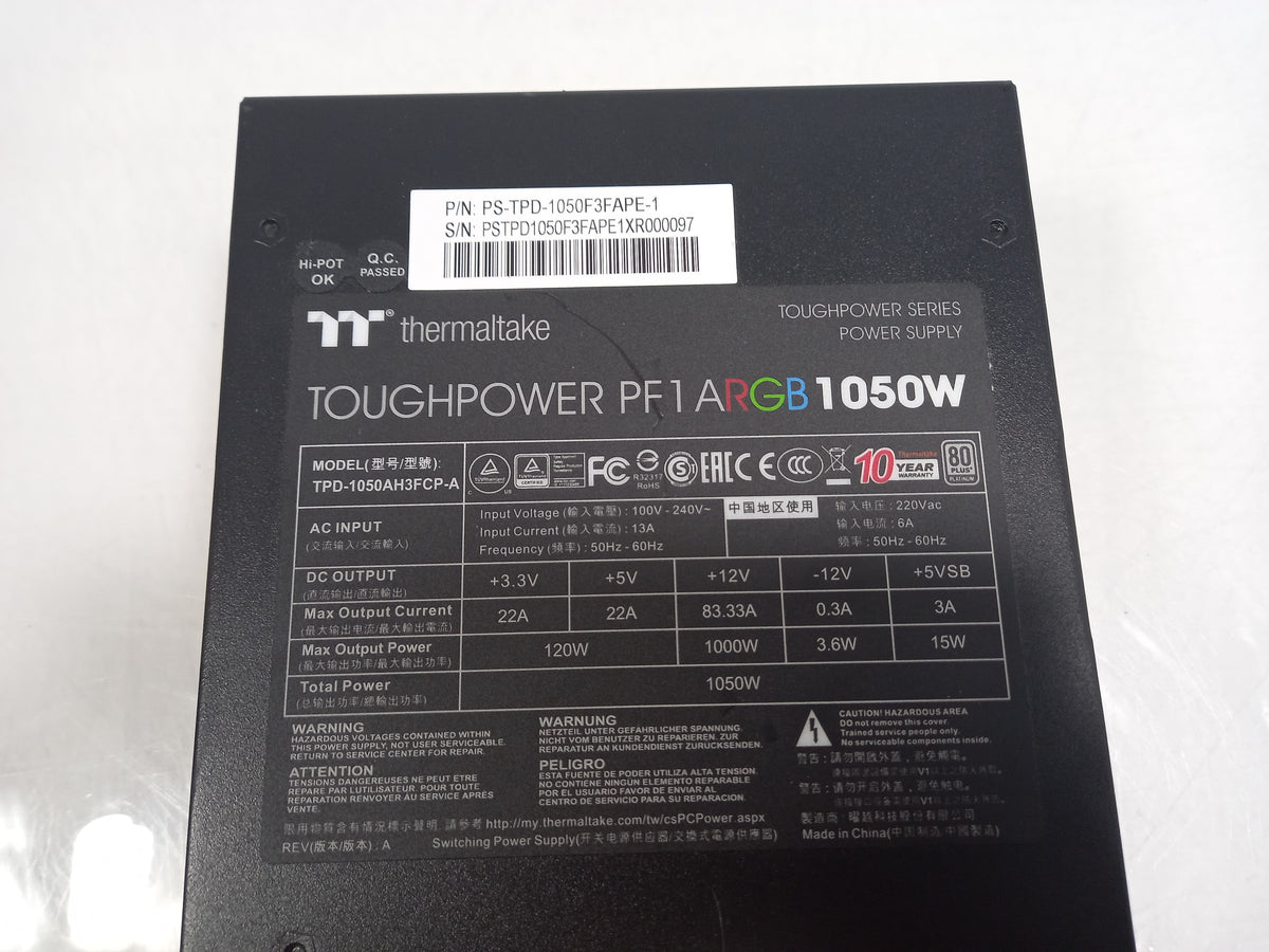 ThermalTake TOUGHPOWER PF1 1050W ATX Modular Power Supply Unit TPD-1050AH3FCP-A