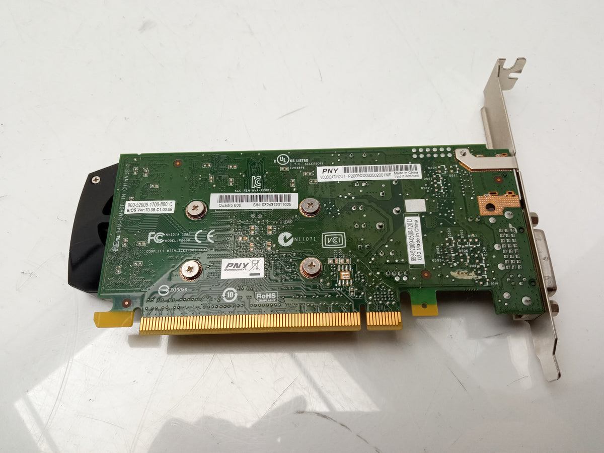 NVIDIA Quadro 600 1GB DDR3 PCI-E Video Graphics Card PNY VCQ600ATXV2U-T