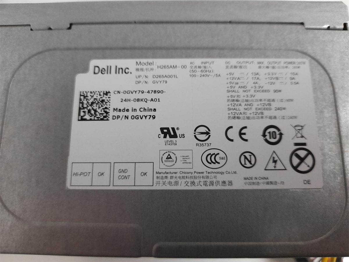 Dell OptiPlex 390 790 990 265W Power Supply Unit 0GVY79 GVY79