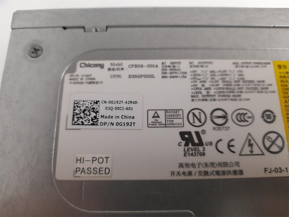 Dell Studio XPS 8100 350W Power Supply Unit 0G192T G192T