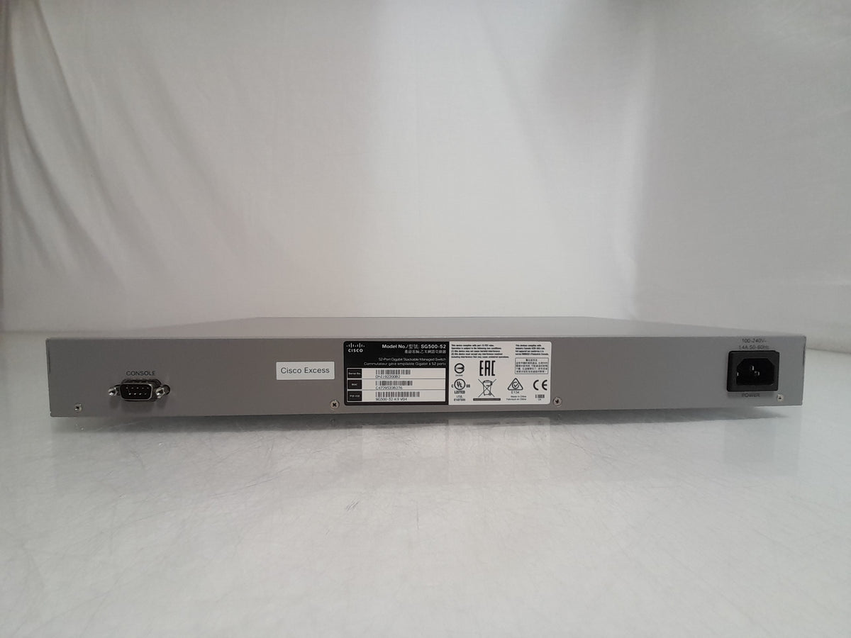 Cisco SG500-52P-K9 V04 48 Port Gigabit Ethernet w/ 4 Gigabit SFP+ Uplinks