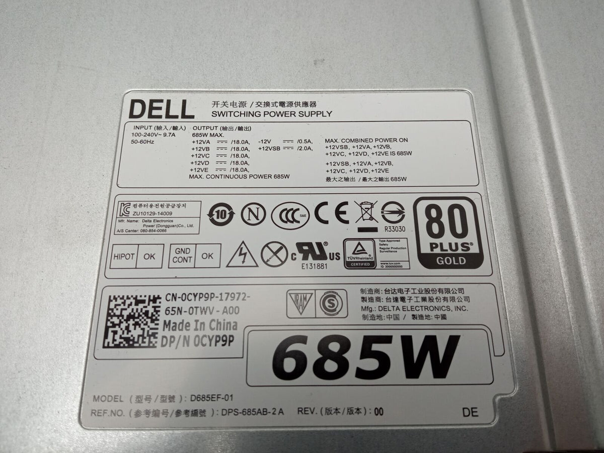 Dell Precision T5810 T7910 685W Power Supply Unit 0CYP9P CYP9P