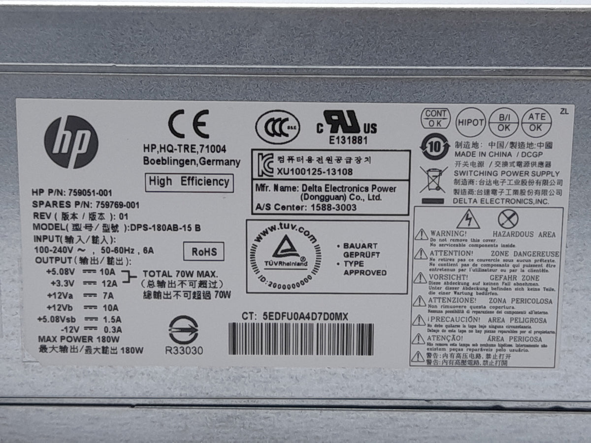 HP ProDesk 400 180W Power Supply Unit 759051-001 759769-001
