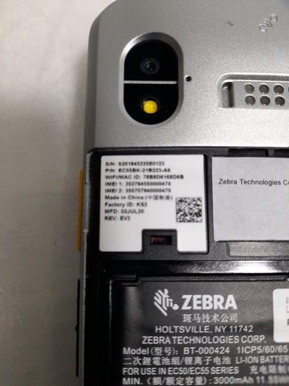 Zebra EC55BK-21B243-A6 EC55BK Android 10 64GB Mobile Computer Barcode Scanner 