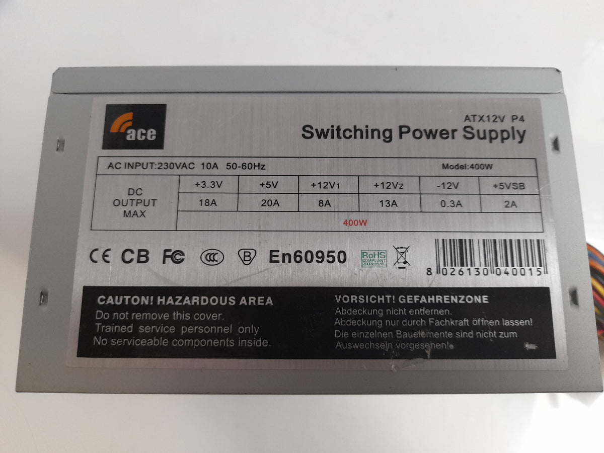 ACE 400W ATX Power Supply Unit EN60950