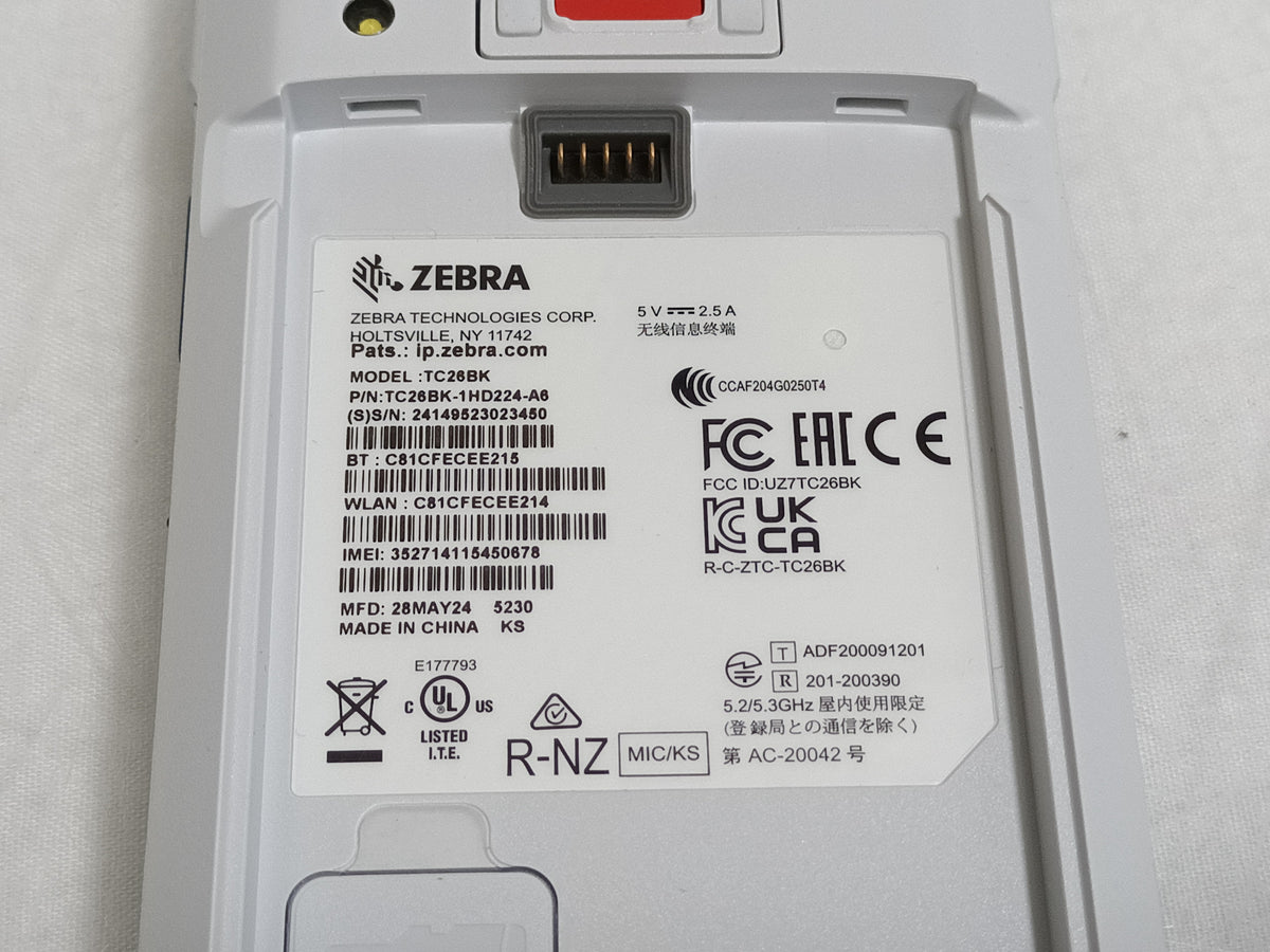 Zebra TC26BK TC26BK-1HD224-A6 Android 13 32GB Mobile Touch Computer 