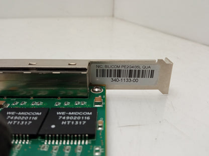 Silicom PE2G4I35L 4 Port PCIe Gigabit Ethernet Adapter Card 340-1133-00