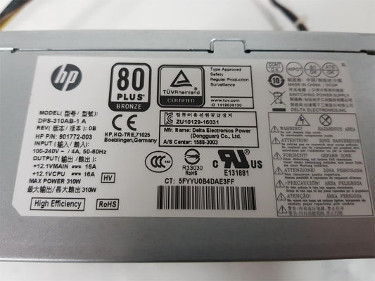 HP 600 800 G3 G4 310W Power Supply Unit DPS-310AB-1 A 901772-003