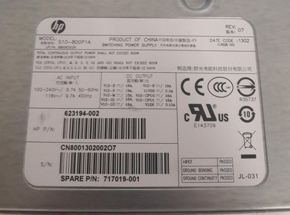 HP Z620 Workstation 800W Power Supply Unit 623194-002 717019-001