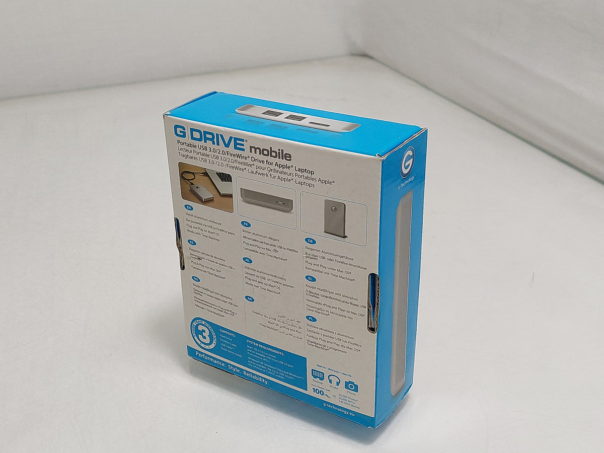 G-Technology G-DRIVE mobile USB 500GB Silver Portable External Hard Drive 0G02384