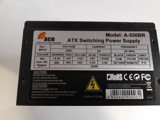 ACE A-550BR 550W Desktop PSU ATX Power Supply Unit
