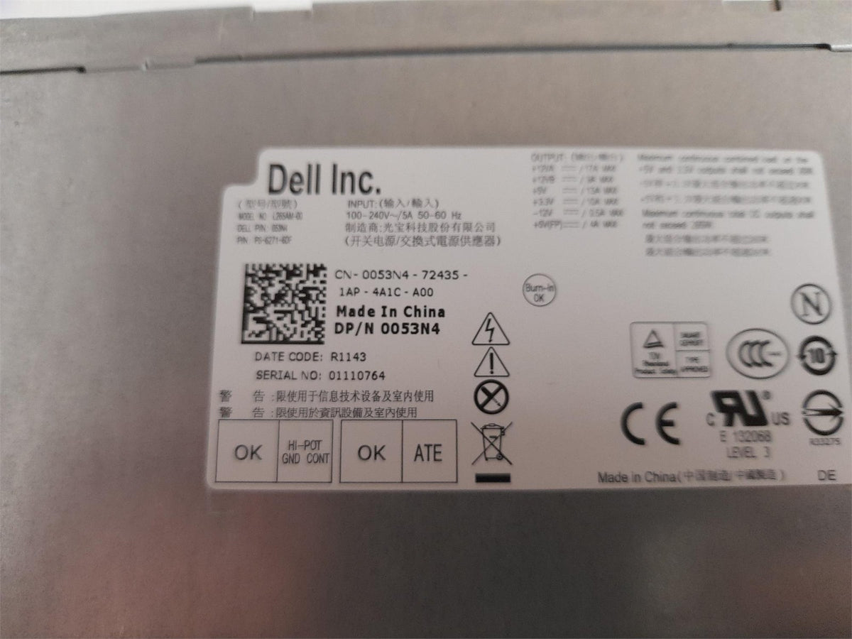 Dell OptiPlex 390 Precision T1600 265W PSU Power Supply Unit 0053N4 053N4