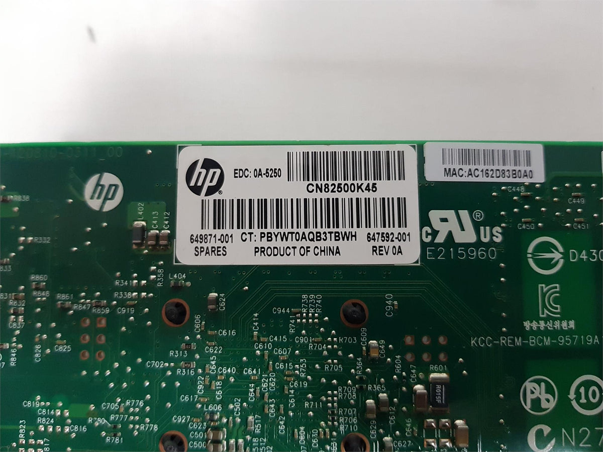 HP 4-Port Gigabit Ethernet LP Network Adapter Module 647592-001 649870-001