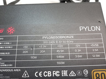 XPG PYLON 550W ATX Non-Modular Desktop PC Power Supply Unit PYLON550BRONZE