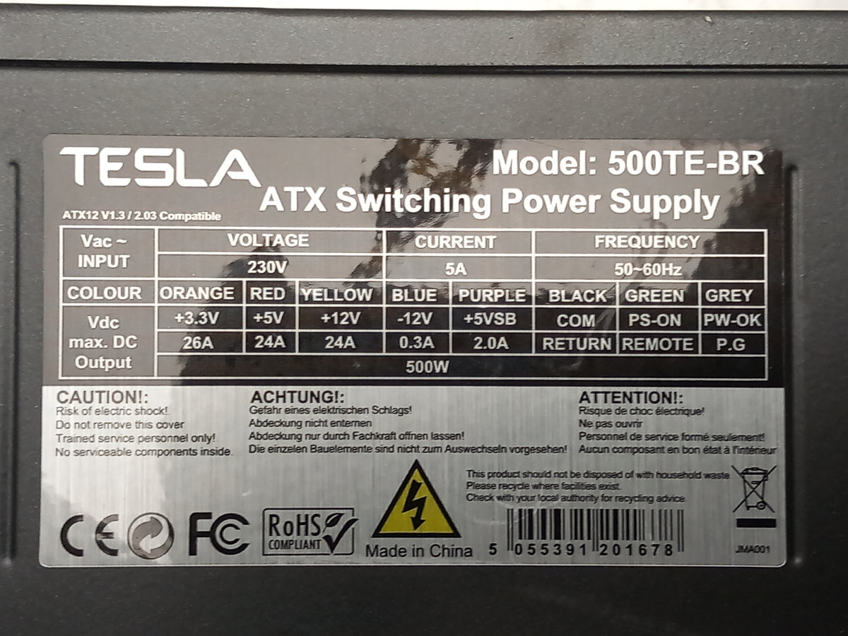 TESLA 500W Desktop PSU ATX Power Supply Unit 500TE-BR