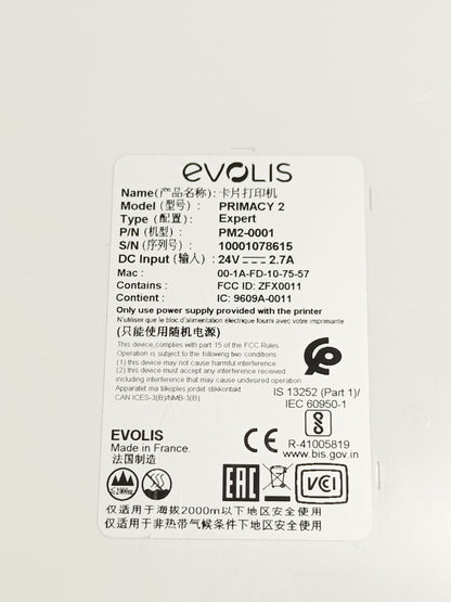 Evolis Primacy PM2-0001 2 Thermal Card Printer
