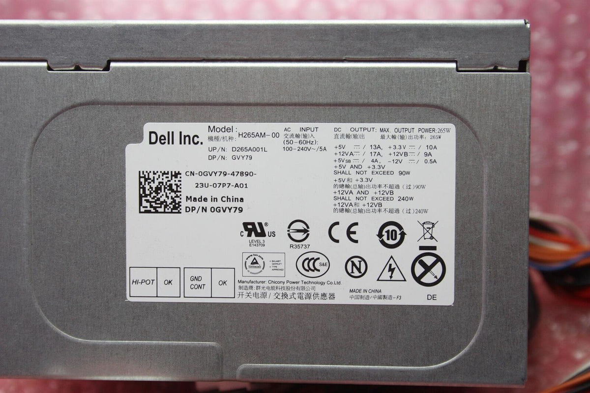 Dell OptiPlex 390 790 990 265W Power Supply Unit 0GVY79 GVY79