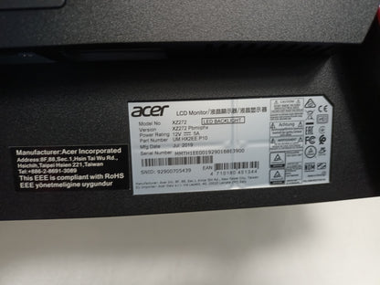 Acer XZ272 27" HDMI DP 1920 x 1080 Monitor With Stand