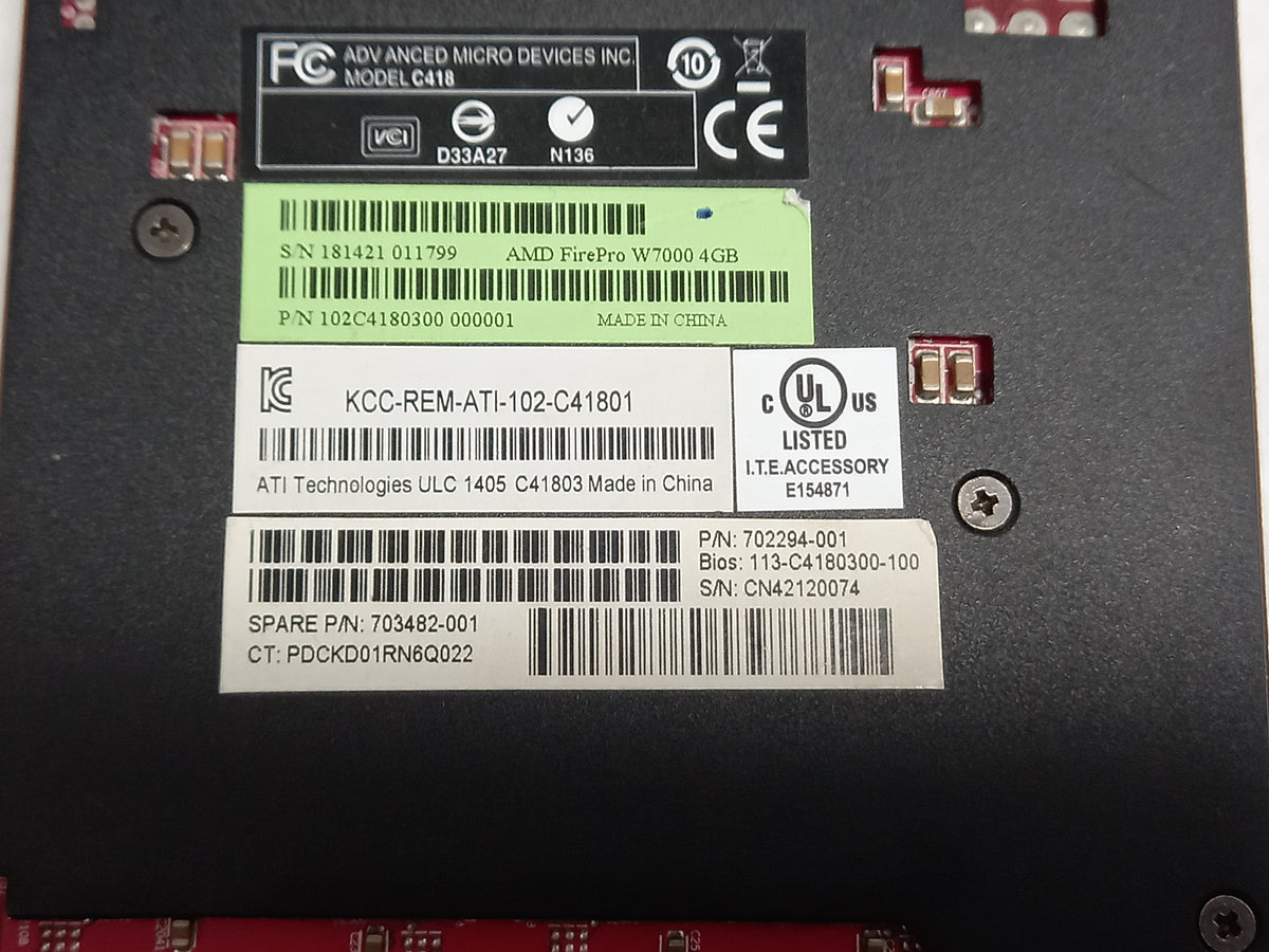 AMD FirePro W7000 4GB GDDR5 PCIe Video Graphics Card Unit 702294-001