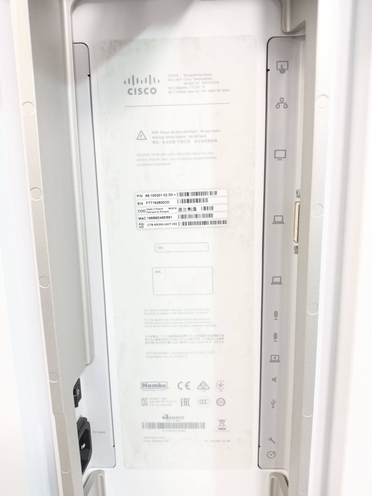 Cisco Telepresence MX300 G2 TTC60-19 55" With Cisco Telepresence Touch 10