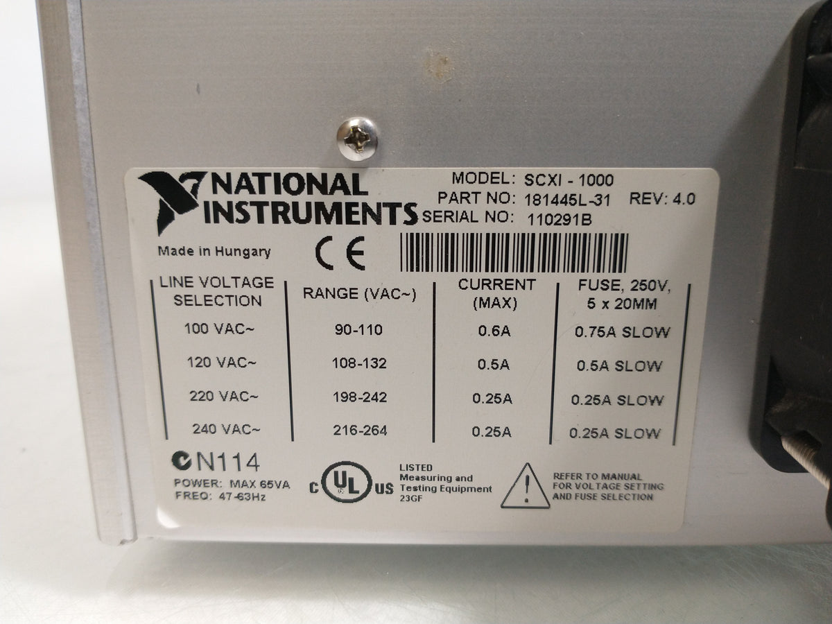 National Instruments NI SCXI-1000 4 Slot Chassis With SXCI-1100 Cards
