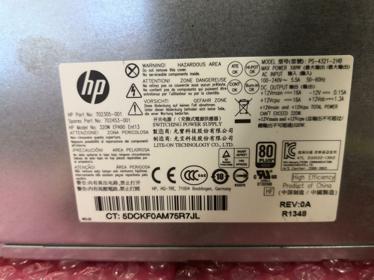 HP ProDesk 800 G1 Tower ATX 320W Power Supply Unit 702305-001